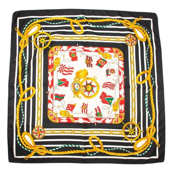 Vintage Nautical Black Gold Green Red Scarf Accessories - Picture 1 of 1